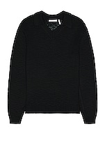 Helmut Lang Zach V Neck Sweater in Black, view 1, click to view large image.