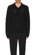 Helmut Lang Zach V Neck Sweater in Black, view 3, click to view large image.