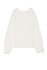 Helmut Lang Distressed Rib Crewneck in Ivory, view 1, click to view large image.
