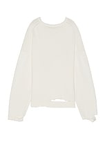 Helmut Lang Distressed Rib Crewneck in Ivory, view 2, click to view large image.