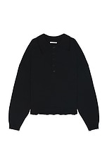 Helmut Lang Distressed Polo in Black, view 1, click to view large image.