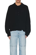 Helmut Lang Distressed Polo in Black, view 3, click to view large image.