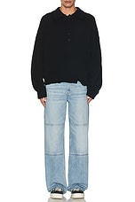 Helmut Lang Distressed Polo in Black, view 4, click to view large image.