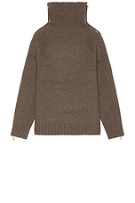 Helmut Lang Suitcase T Neck Sweater in Taupe Melange, view 1, click to view large image.