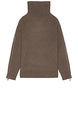 Helmut Lang Suitcase T Neck Sweater in Taupe Melange, view 2, click to view large image.