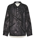 Helmut Lang Shirt Jacket in Black Distress Metal Crash, view 1, click to view large image.
