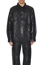Helmut Lang Shirt Jacket in Black Distress Metal Crash, view 3, click to view large image.