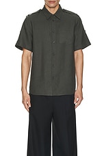 Helmut Lang Epaulette Short Sleeve Shirt in Graphite, view 3, click to view large image.