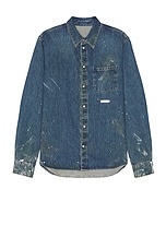 Helmut Lang Long Sleeve Shirt in Mid Indigo Painter, view 1, click to view large image.