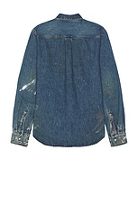 Helmut Lang Long Sleeve Shirt in Mid Indigo Painter, view 2, click to view large image.