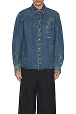 Helmut Lang Long Sleeve Shirt in Mid Indigo Painter, view 4, click to view large image.