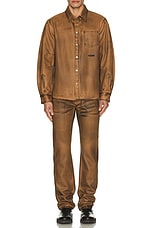 Helmut Lang Curved Long Sleeve Shirt in Waxed Oil Stain, view 5, click to view large image.