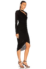 Helmut Lang Scala Long Sleeve Dress in Basalt Black, view 2, click to view large image.