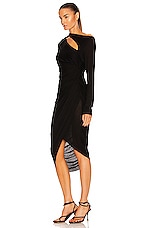 Helmut Lang Scala Long Sleeve Dress in Basalt Black, view 3, click to view large image.