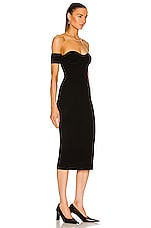 Helmut Lang Contour Pinched Midi Dress in Black, view 2, click to view large image.