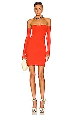 Helmut Lang Contour Pinched Mini Dress in Poppy, view 1, click to view large image.