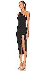 Helmut Lang Asymmetric Zip Midi Dress in Black, view 4, click to view large image.