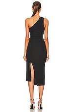 Helmut Lang Asymmetric Zip Midi Dress in Black, view 5, click to view large image.