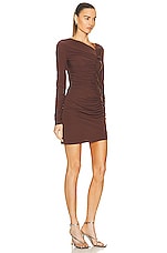 Helmut Lang Long Sleeve Twist Dress in Chocolate, view 2, click to view large image.