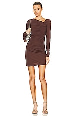Helmut Lang Long Sleeve Twist Dress in Chocolate, view 4, click to view large image.