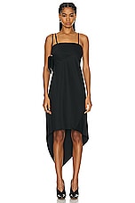 Helmut Lang Scarf Hem Dress in Black, view 2, click to view large image.