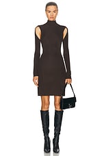 Helmut Lang Cut Out Turtleneck Dress in Espresso, view 1, click to view large image.