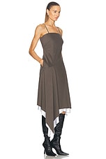 Helmut Lang Asymmetric Long Dress in Light Brown Melange, view 2, click to view large image.