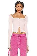 Helmut Lang Square Neck Cardigan in Lucid Pink, view 1, click to view large image.
