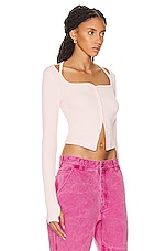 Helmut Lang Square Neck Cardigan in Lucid Pink, view 2, click to view large image.