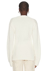 Helmut Lang Waisted Cardigan in Ivory, view 3, click to view large image.