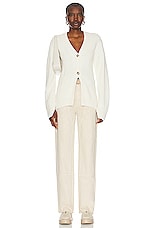 Helmut Lang Waisted Cardigan in Ivory, view 4, click to view large image.