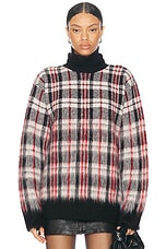 Helmut Lang Turtleneck Sweater in Medium Red Check, view 1, click to view large image.