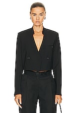 Helmut Lang Crop Wool Blazer in Black, view 1, click to view large image.