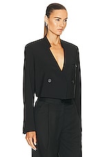 Helmut Lang Crop Wool Blazer in Black, view 2, click to view large image.