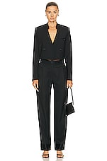 Helmut Lang Crop Wool Blazer in Black, view 4, click to view large image.