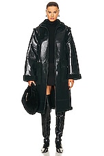 Helmut Lang Shearling Coat in Evergreen, view 1, click to view large image.
