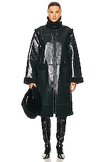 Helmut Lang Shearling Coat in Evergreen, view 2, click to view large image.