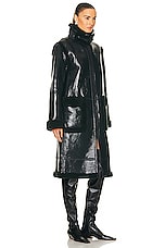 Helmut Lang Shearling Coat in Evergreen, view 3, click to view large image.