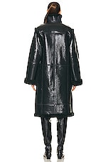 Helmut Lang Shearling Coat in Evergreen, view 4, click to view large image.