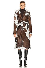Helmut Lang Cowhide Trench Coat in Calf Multi, view 1, click to view large image.