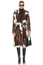 Helmut Lang Cowhide Trench Coat in Calf Multi, view 2, click to view large image.