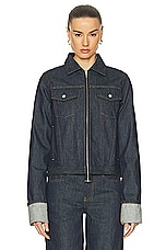 Helmut Lang Cuff Zip Trucker Jacket in Indigo, view 2, click to view large image.