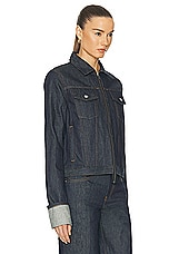 Helmut Lang Cuff Zip Trucker Jacket in Indigo, view 3, click to view large image.