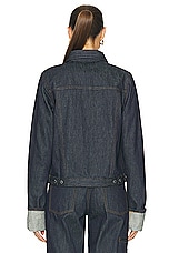 Helmut Lang Cuff Zip Trucker Jacket in Indigo, view 4, click to view large image.