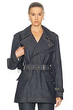 Helmut Lang Rider Trench Jacket in Indigo, view 1, click to view large image.