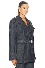 Helmut Lang Rider Trench Jacket in Indigo, view 2, click to view large image.