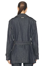 Helmut Lang Rider Trench Jacket in Indigo, view 3, click to view large image.