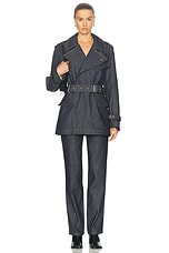 Helmut Lang Rider Trench Jacket in Indigo, view 4, click to view large image.