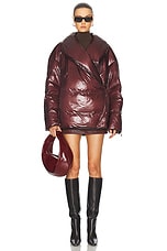 Helmut Lang Apex Cocoon Jacket in Burgundy, view 6, click to view large image.