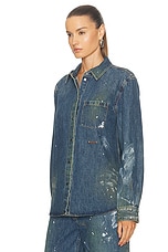 Helmut Lang Denim Shacket in Mid Indigo Painter, view 3, click to view large image.